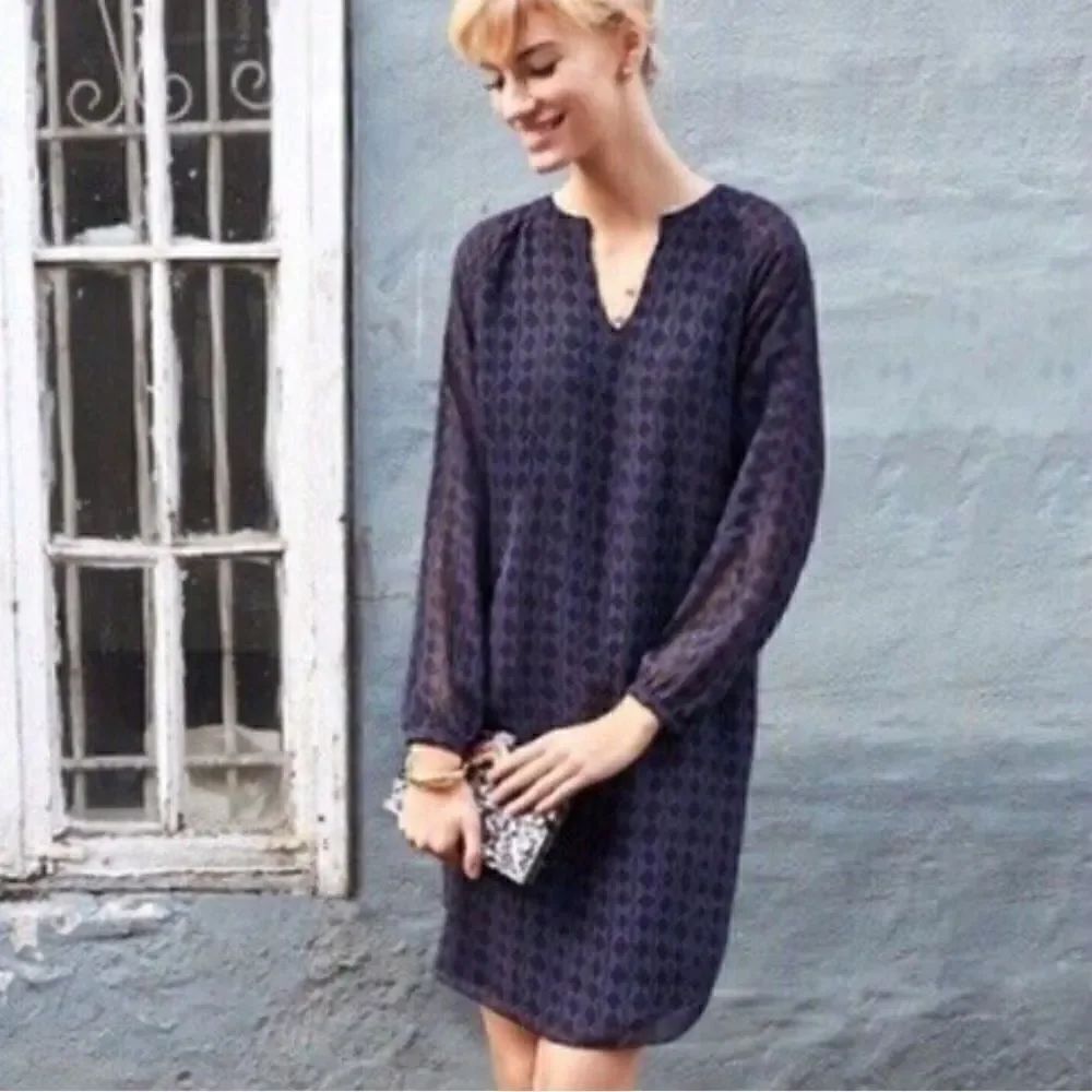 Cabi Harlequin Stripe Shift Tunic Dress Navy Black Size XS